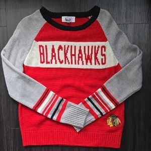 Red and Gray Blackhawks Knit Sweater